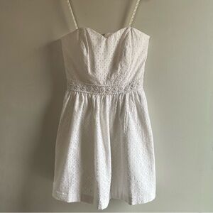 White Eyelet Spaghetti-Strap Kids Dress